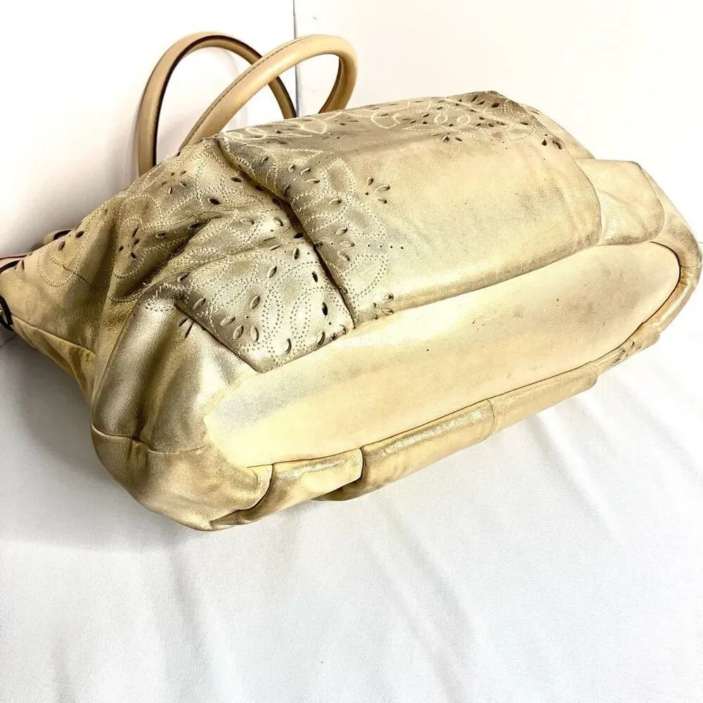 COACH 19624 Madison Tossed Laser Lindsay Leather Satchel Gold